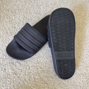 adidas Men’s Black Slide Sandals with Three-Stripe Strap